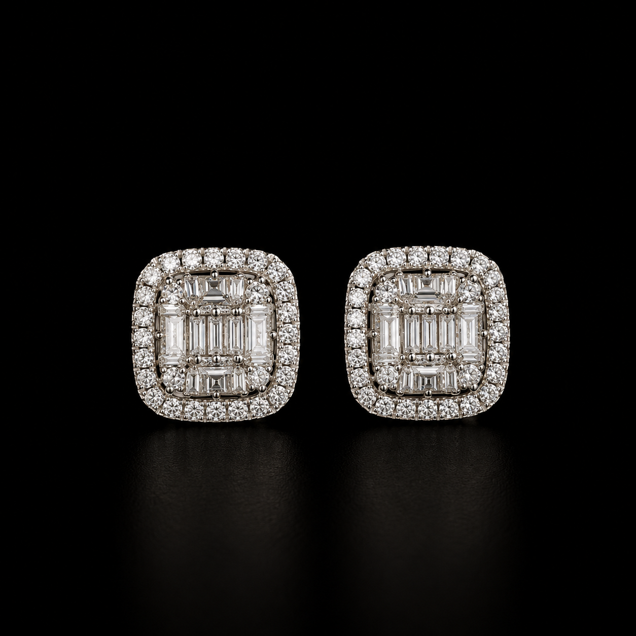 Elegant Square Crystal Stud Earrings