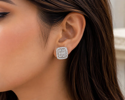 Elegant Square Crystal Stud Earrings