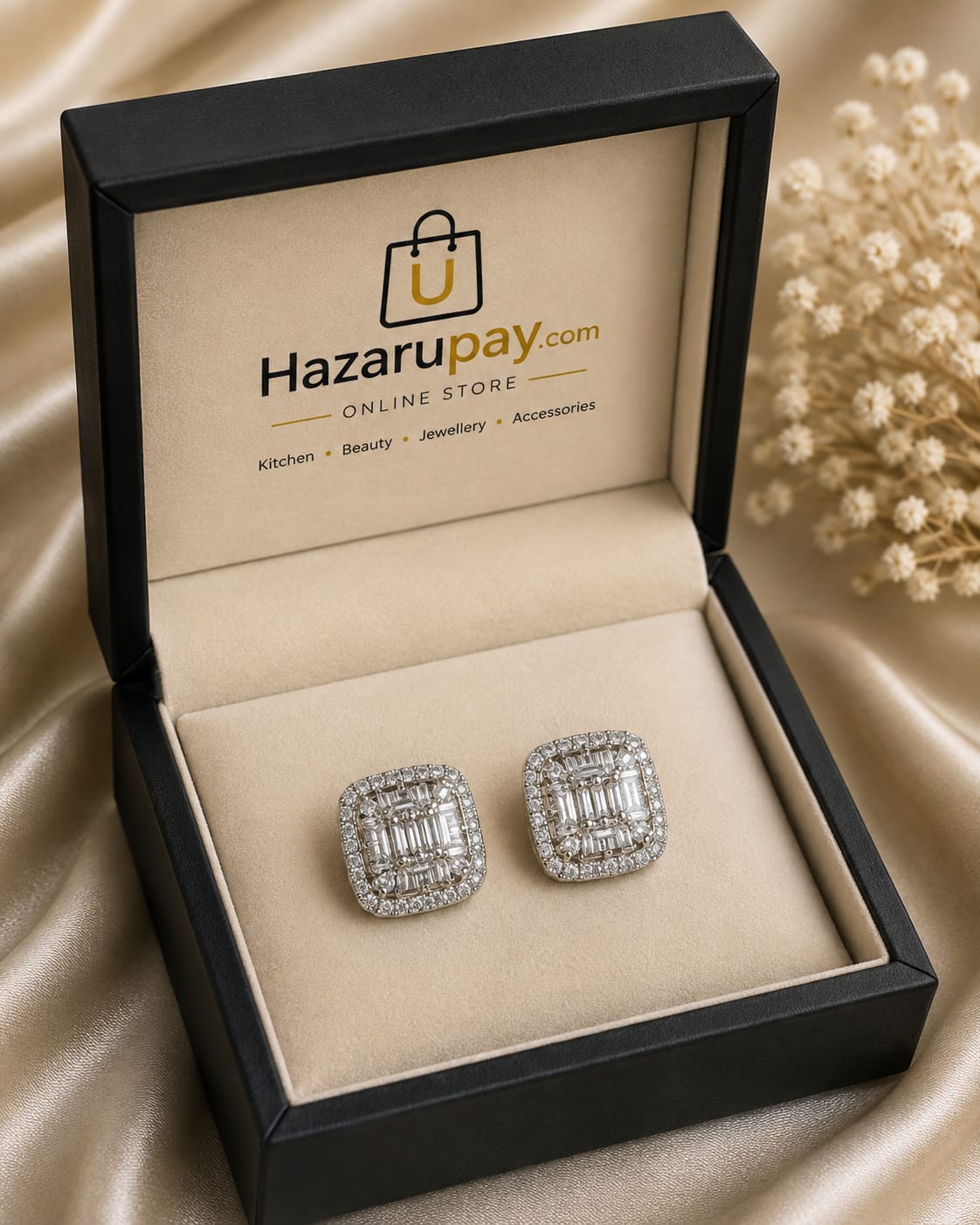 Elegant Square Crystal Stud Earrings