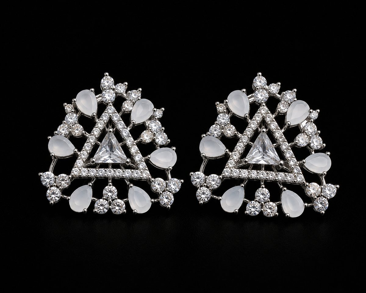 Sparkling Triangular Crystal Earrings