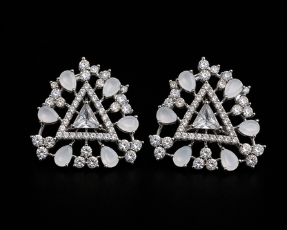 Sparkling Triangular Crystal Earrings