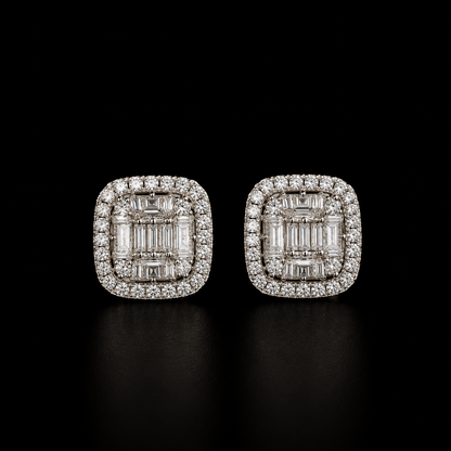 Elegant Square Crystal Stud Earrings