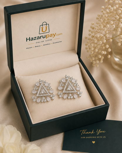 Sparkling Triangular Crystal Earrings
