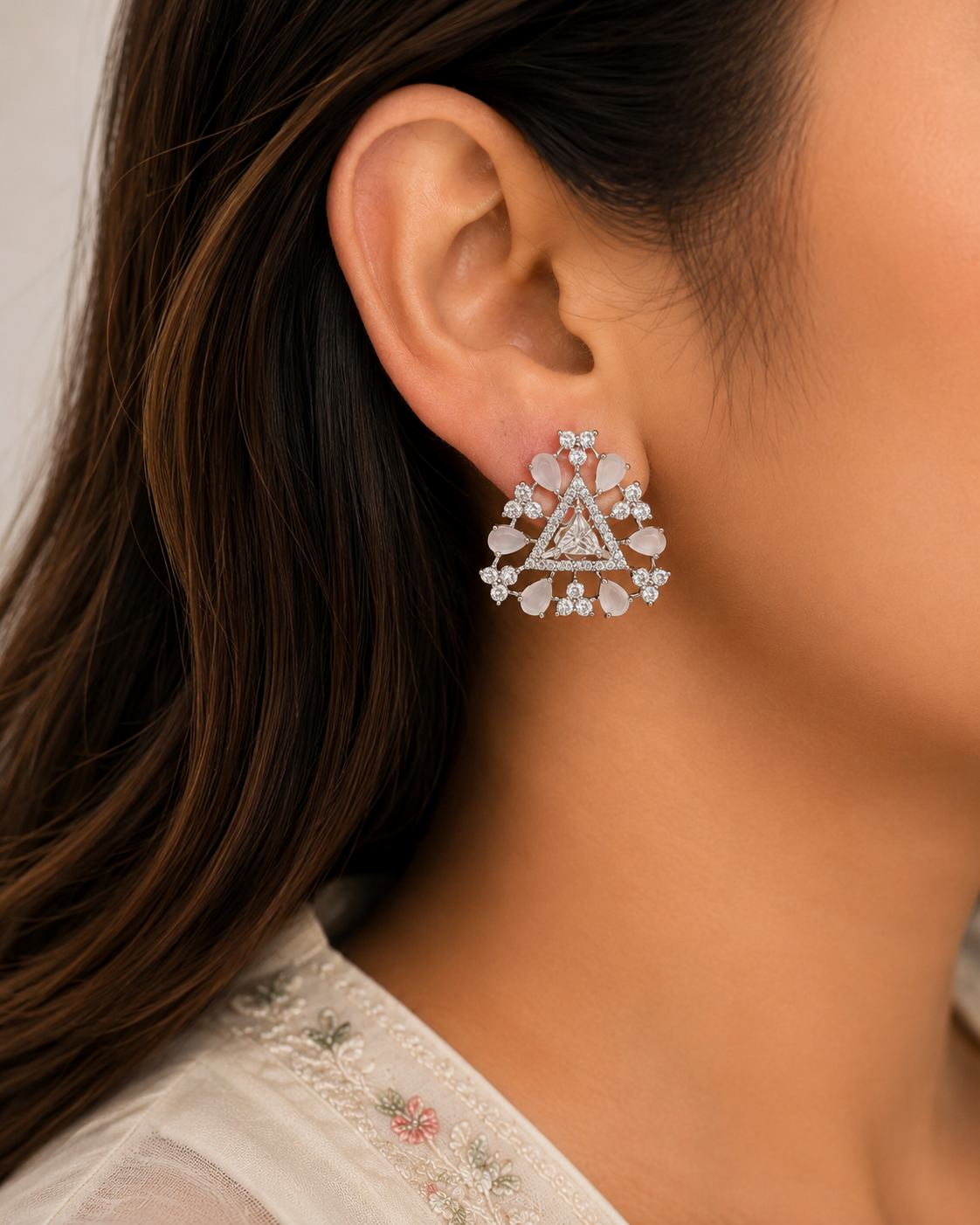 Sparkling Triangular Crystal Earrings