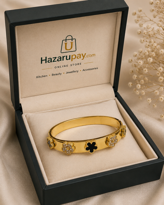 Black Clover Gold Floral Bangle