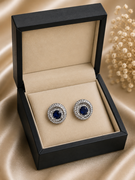 Sapphire Halo Stud Earrings
